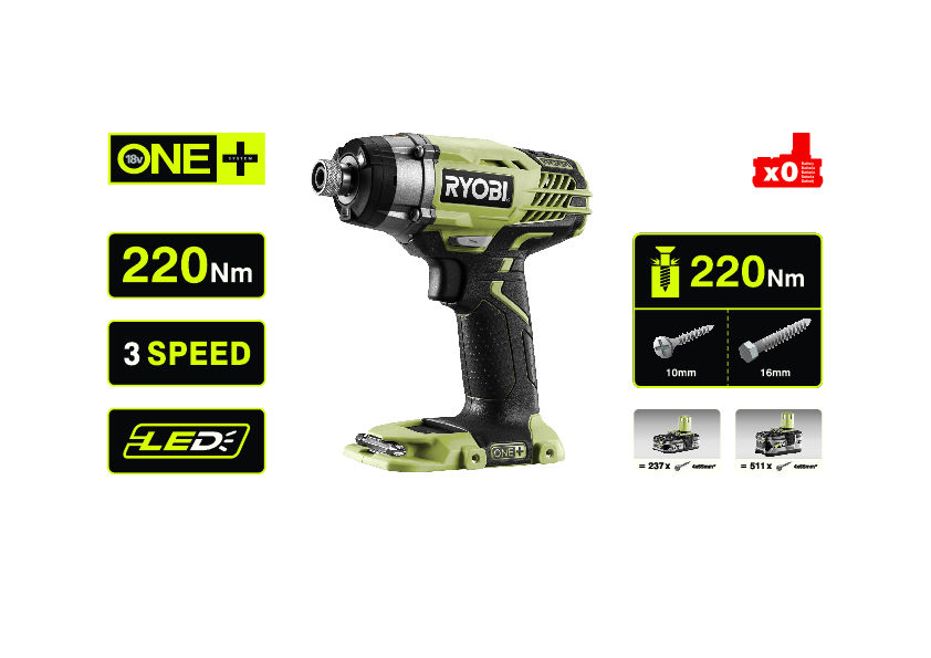 Винтоверт RYOBI R18ID3-0 (без батареи) система ONE +