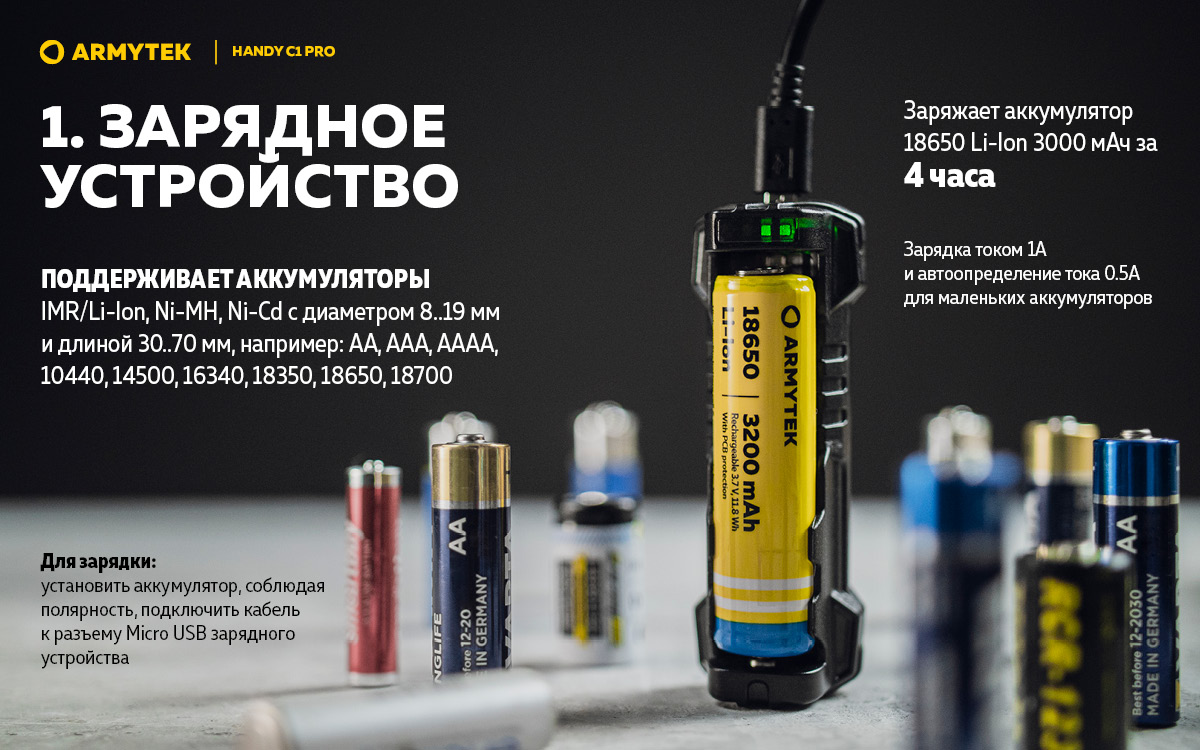 Зарядное устройство Armytek Handy C1 Pro