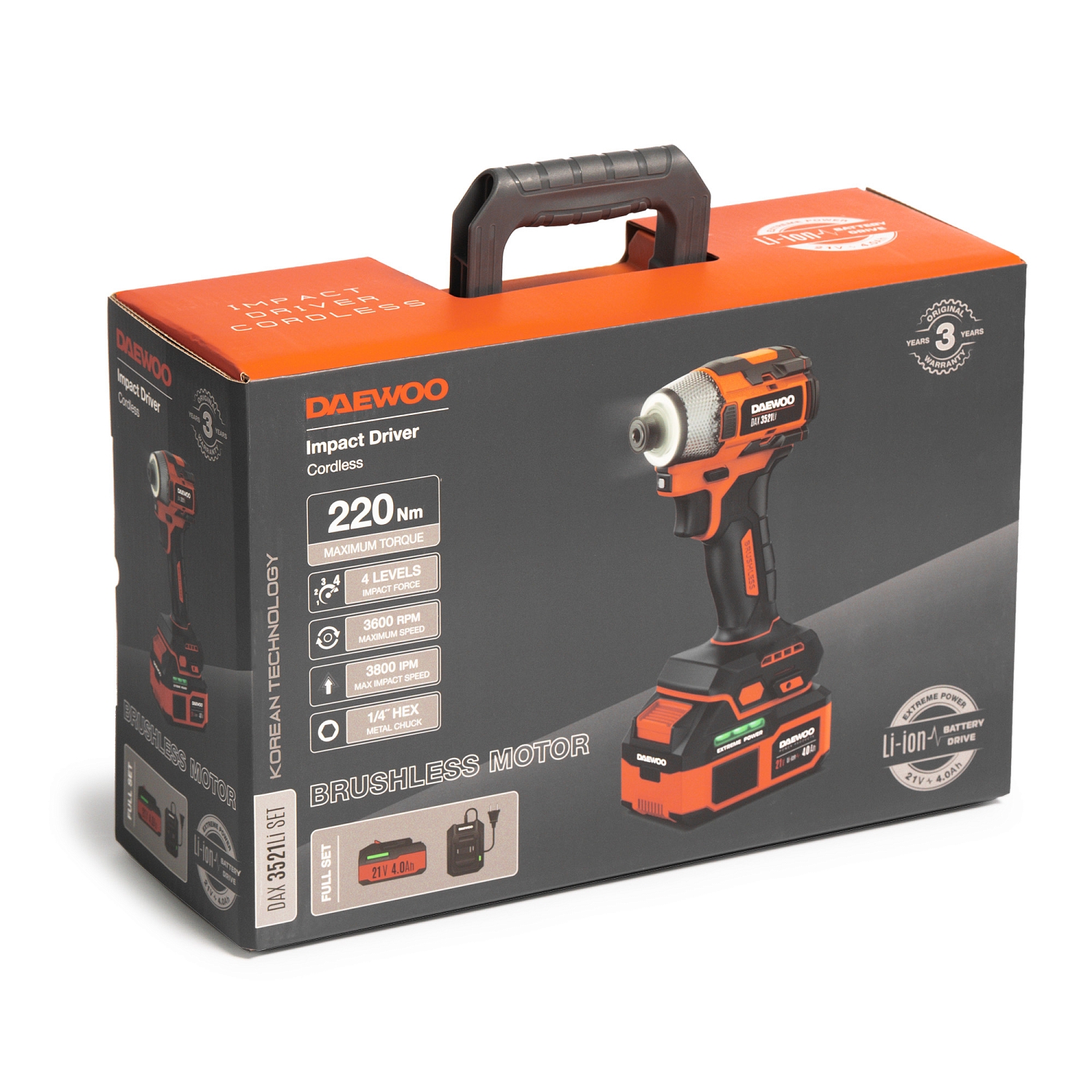Винтоверт аккумуляторный DAEWOO DAX 3521Li SET
