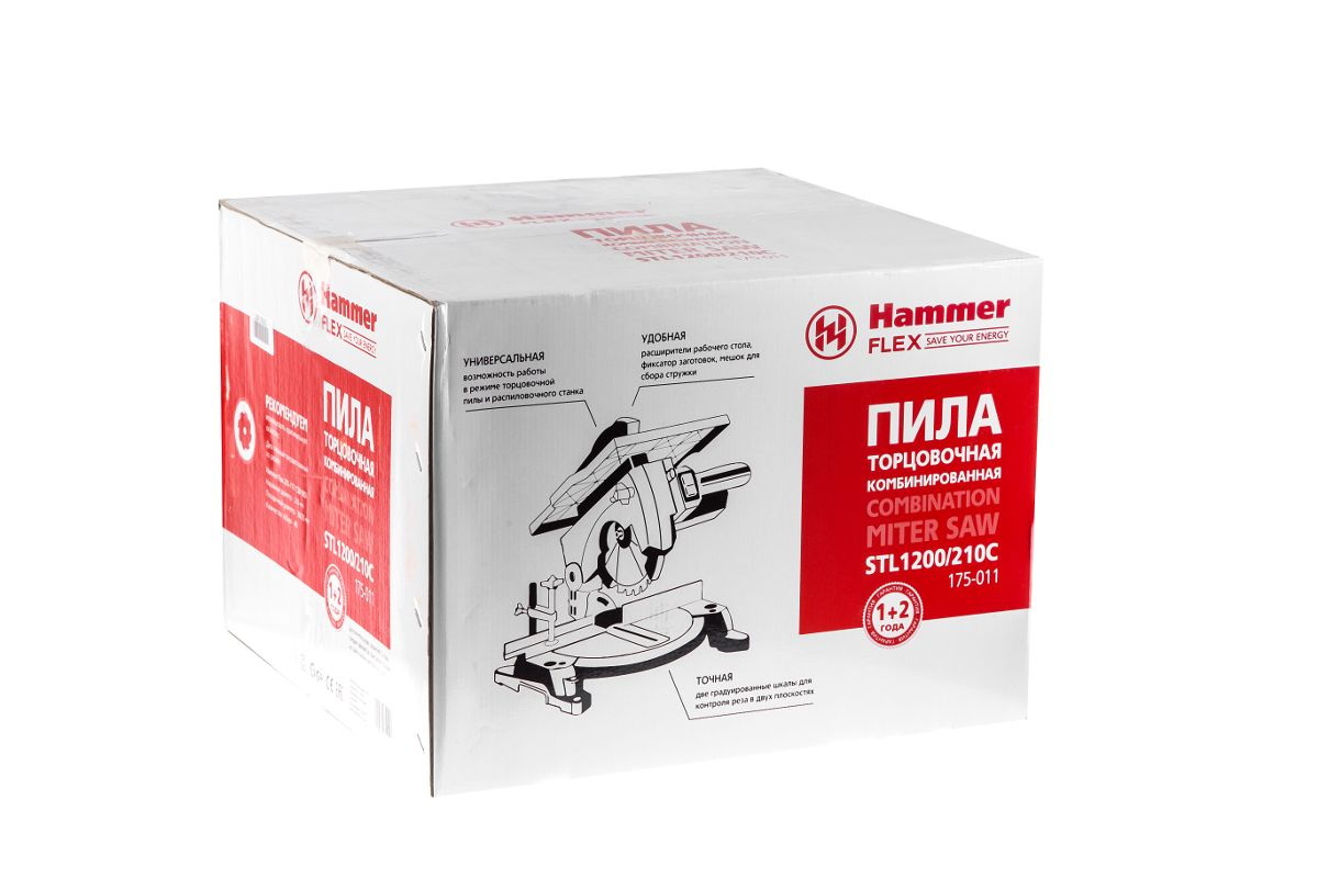 Пила торцовочная комбинированная ( + распиловочный стол) Hammer Flex STL1200/210C