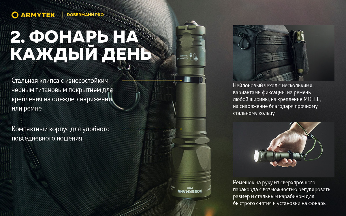 Фонарь Armytek Dobermann Pro Magnet USB Olive Теплый