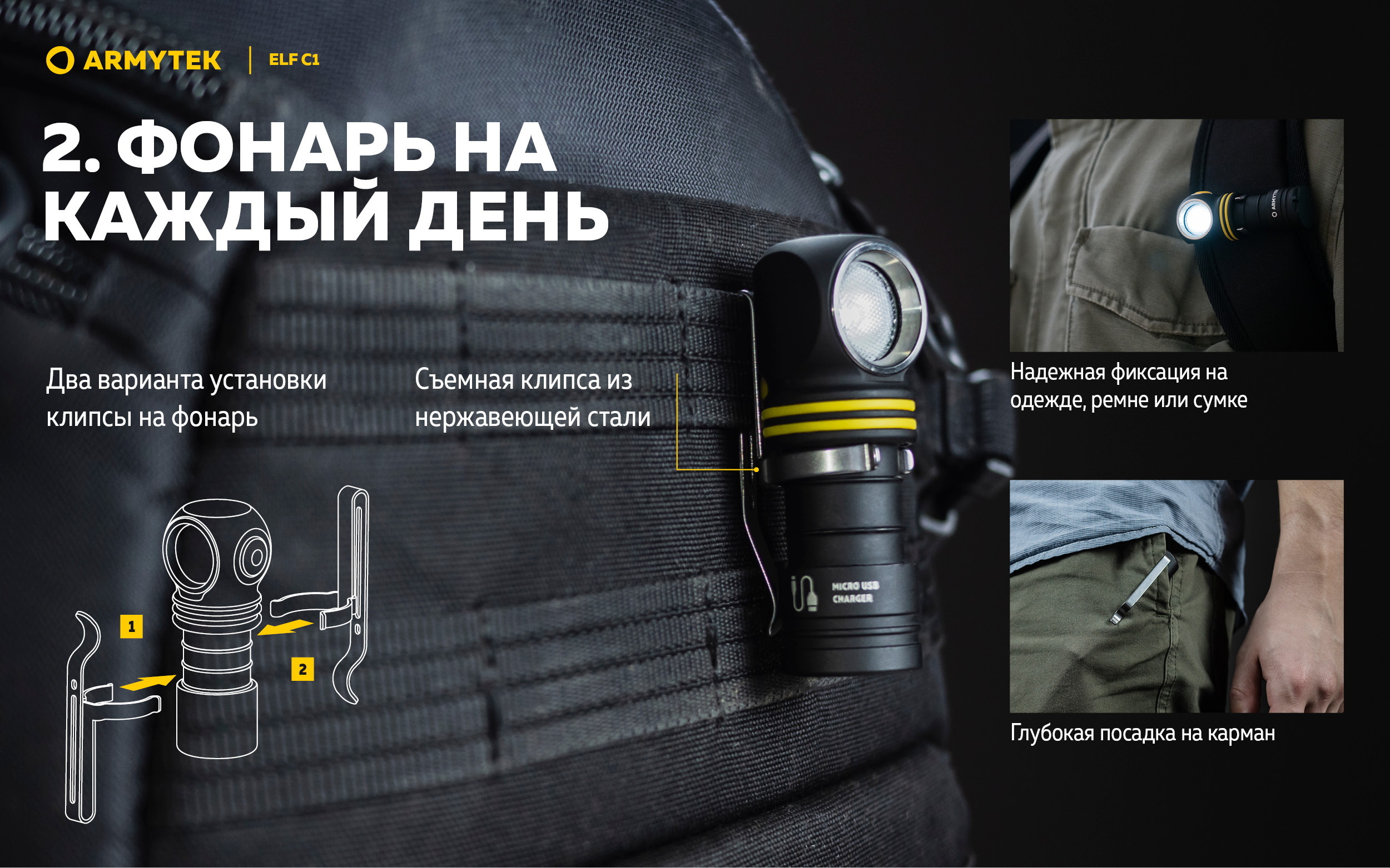 Фонарь Armytek Elf C1 USB-C Белый