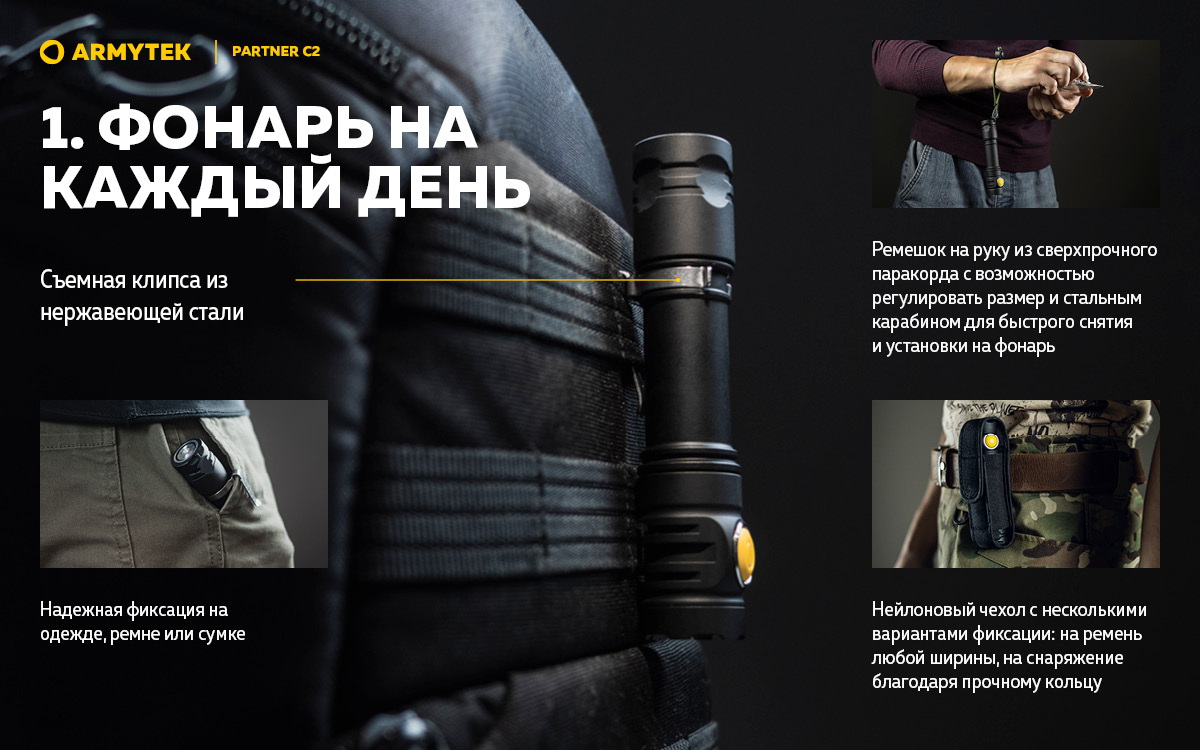 Фонарь Armytek Partner C2 Magnet USB Теплый