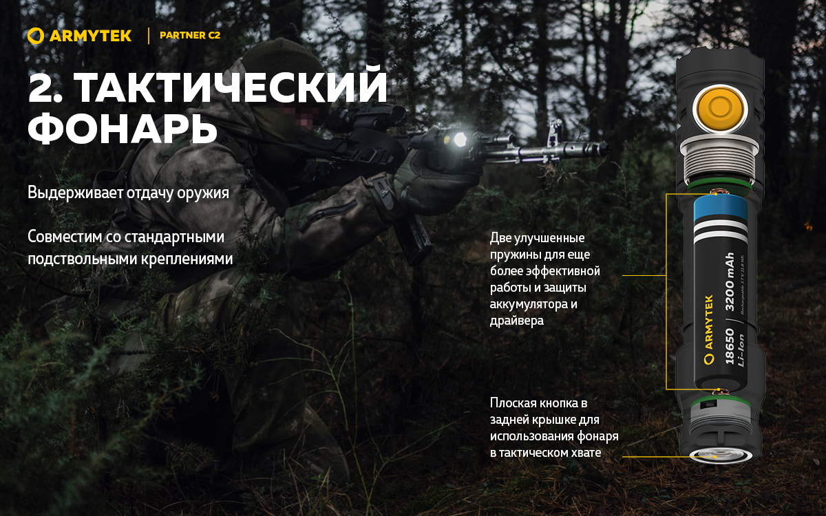 Фонарь Armytek Partner C2 Magnet USB Теплый
