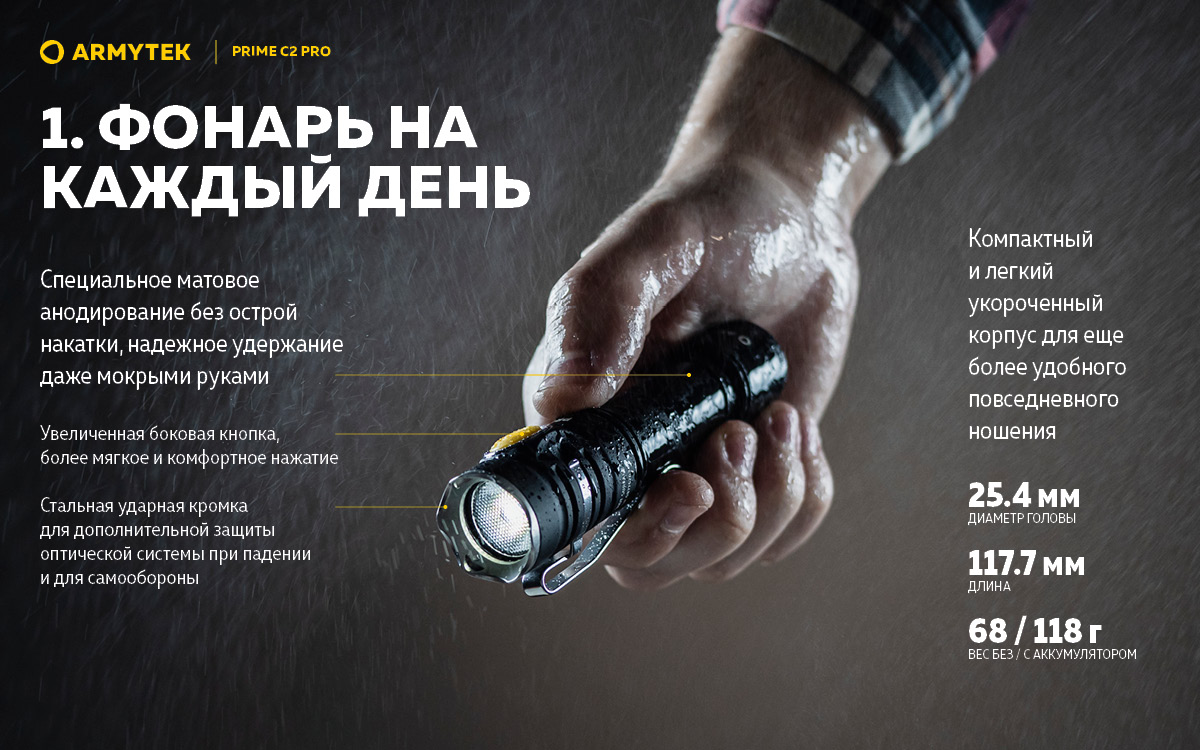 Фонарь Armytek Prime C2 Pro Magnet USB Теплый