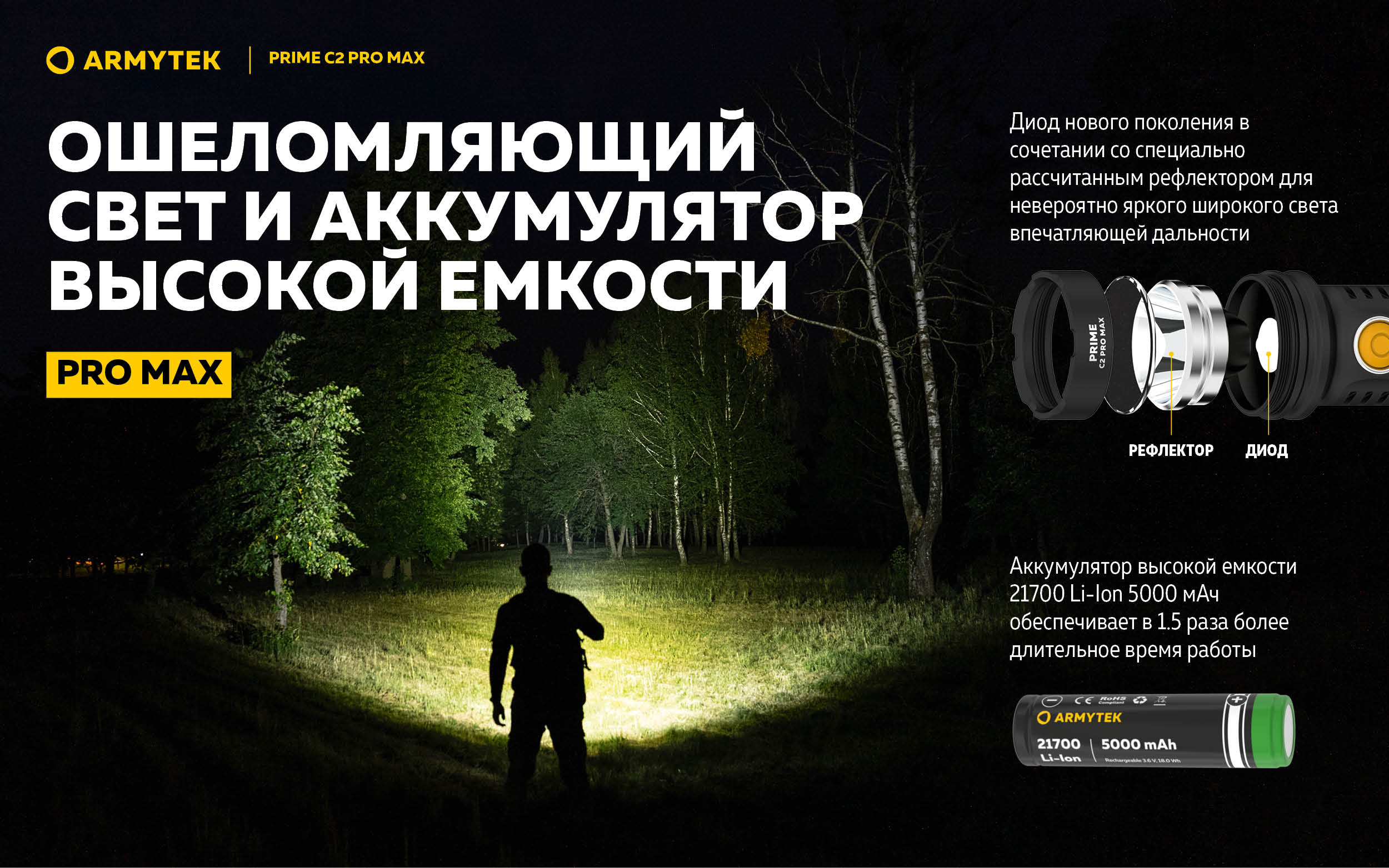 Фонарь Armytek Prime C2 Pro MAX Теплый