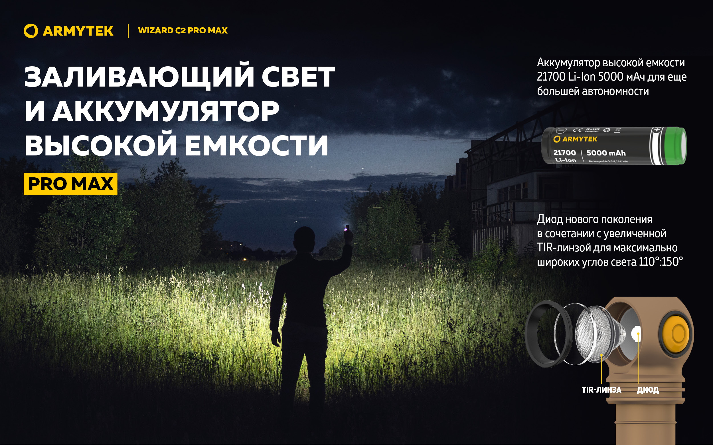 Фонарь Armytek Wizard C2 Pro Max Sand Белый