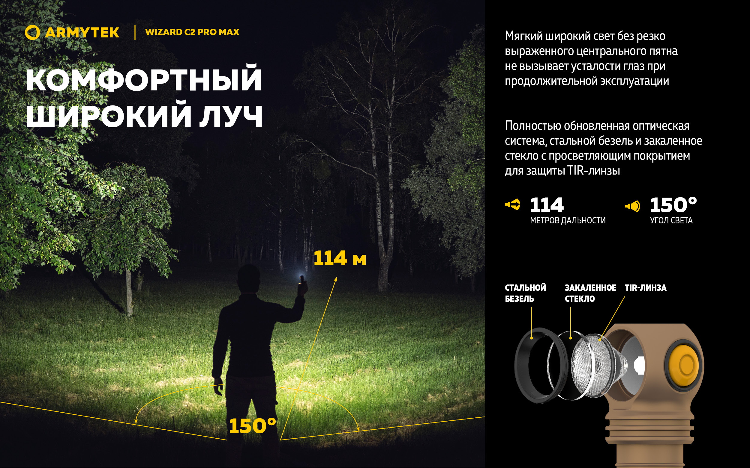 Фонарь Armytek Wizard C2 Pro Max Sand Белый