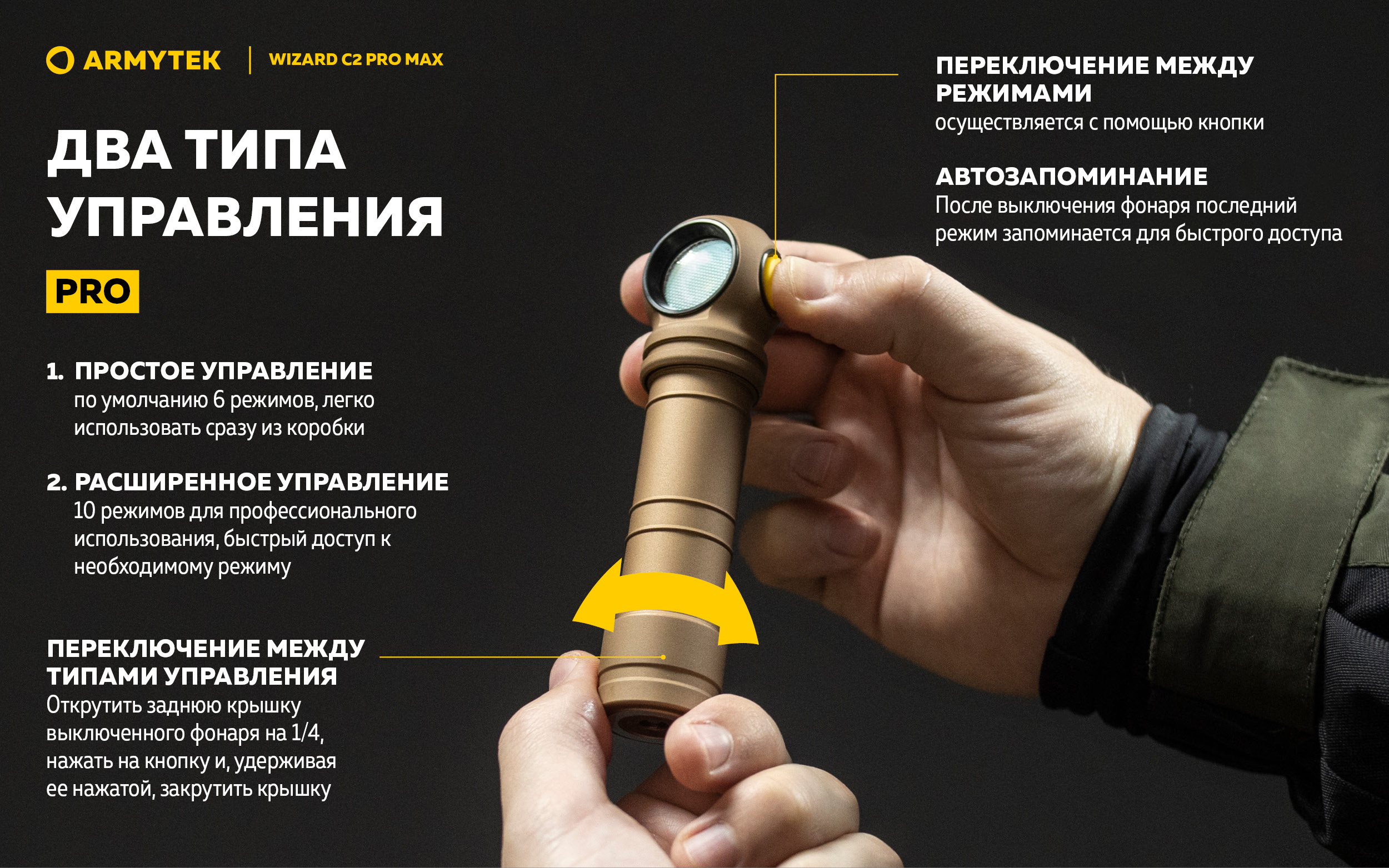 Фонарь Armytek Wizard C2 Pro Max Sand Белый