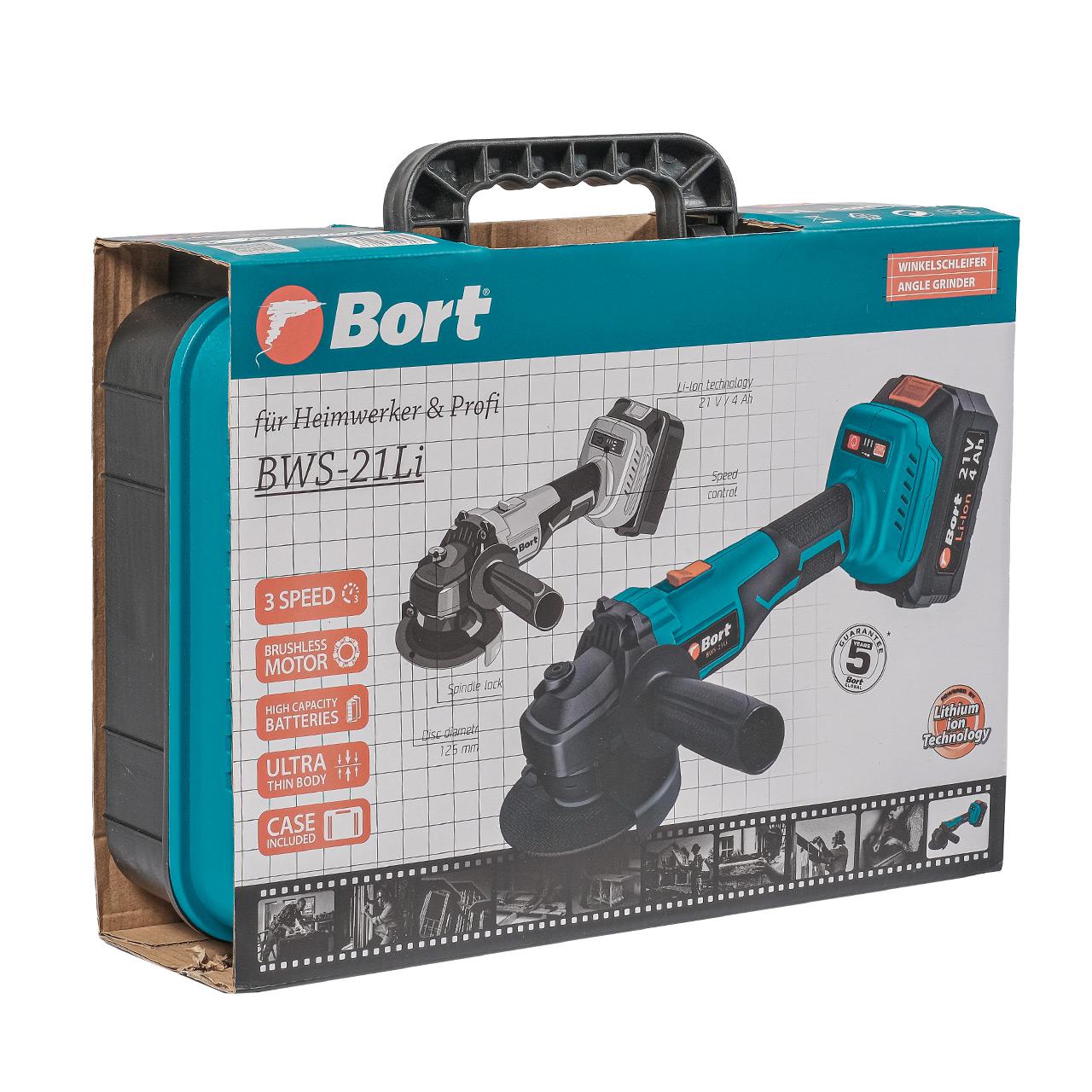 Углошлифмашина аккумуляторная Bort BWS-21Li