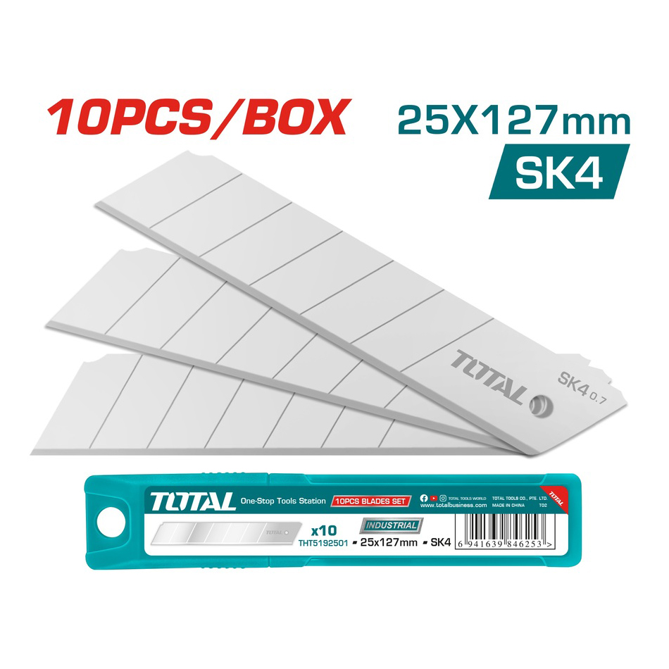 Лезвия 25х127 мм TOTAL THT5192501 (10 шт)