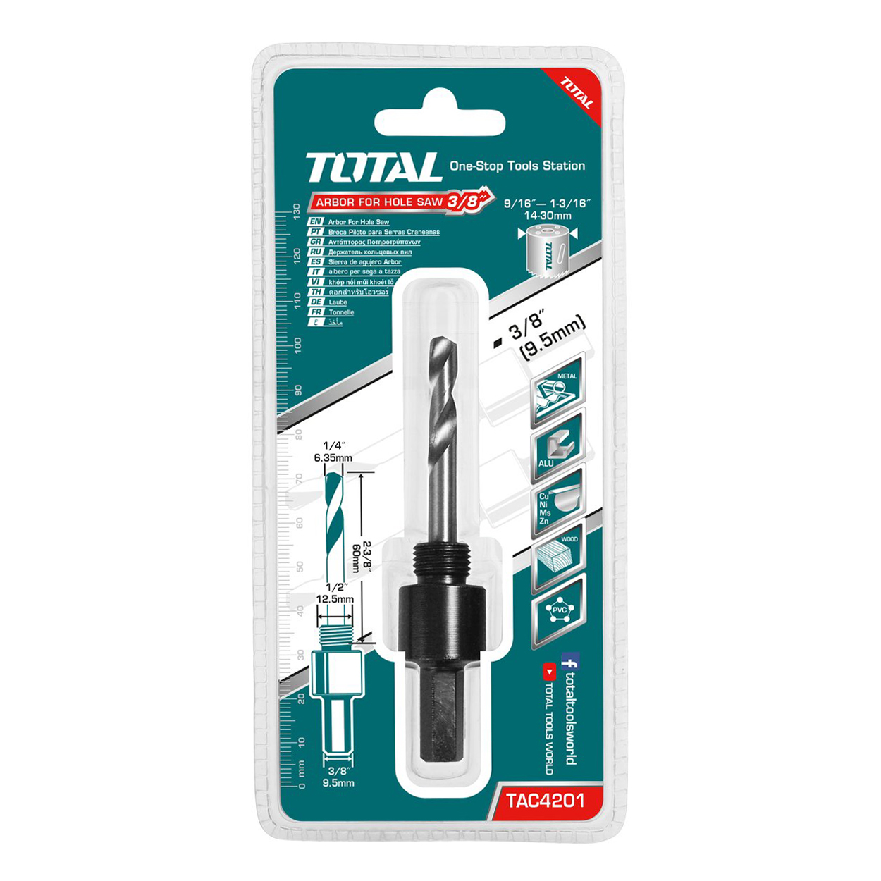 Сверло Hex 3/8 " для коронок TOTAL TAC4201