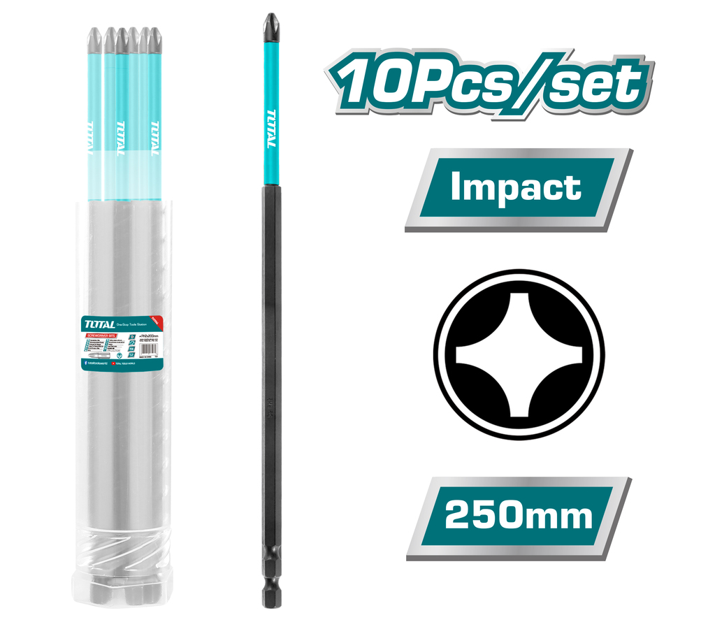 Бита ударная PH2 250 мм TOTAL TACIM16PH2103 (10 шт)