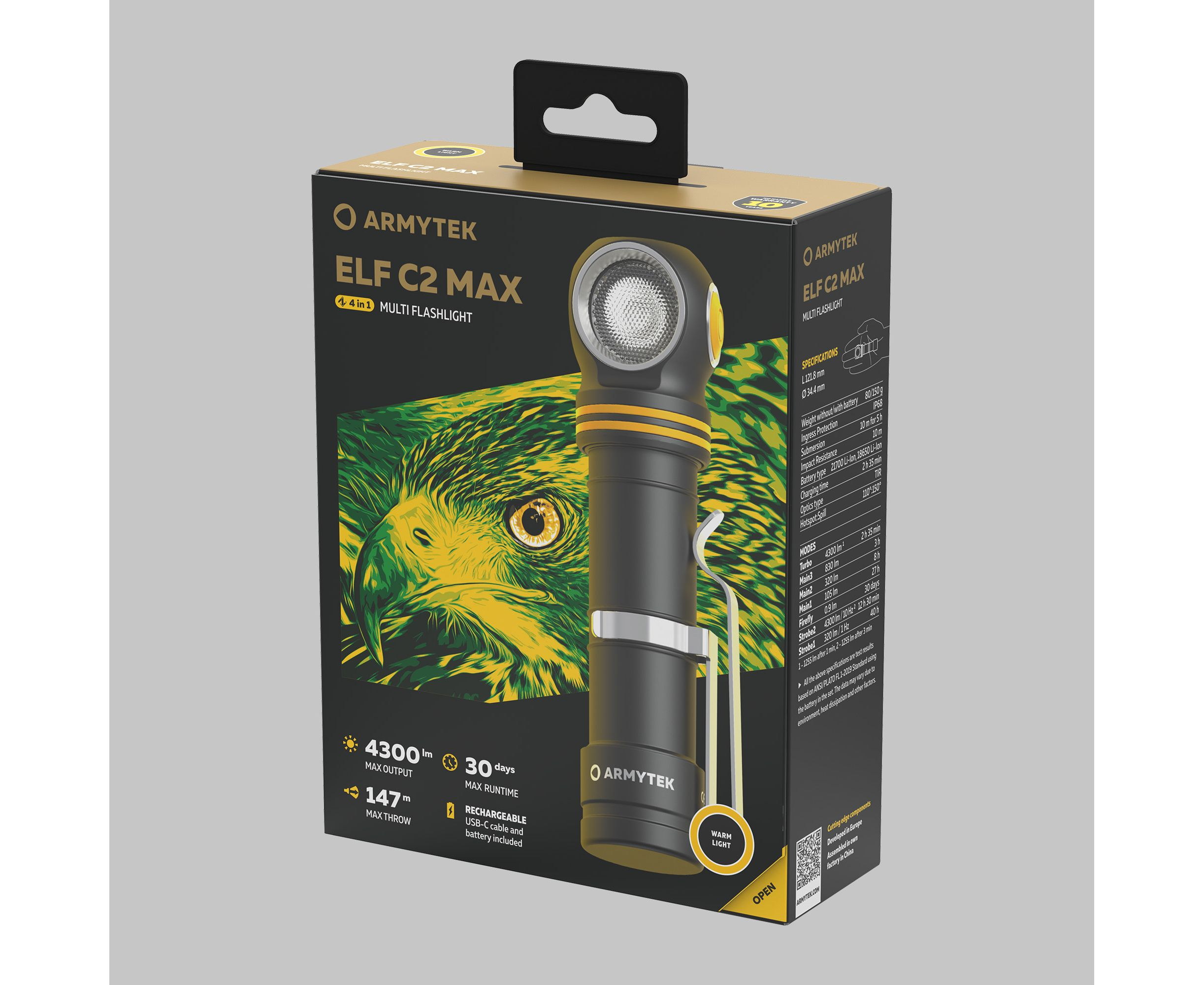 Фонарь Armytek Elf C2 Max USB-C Теплый