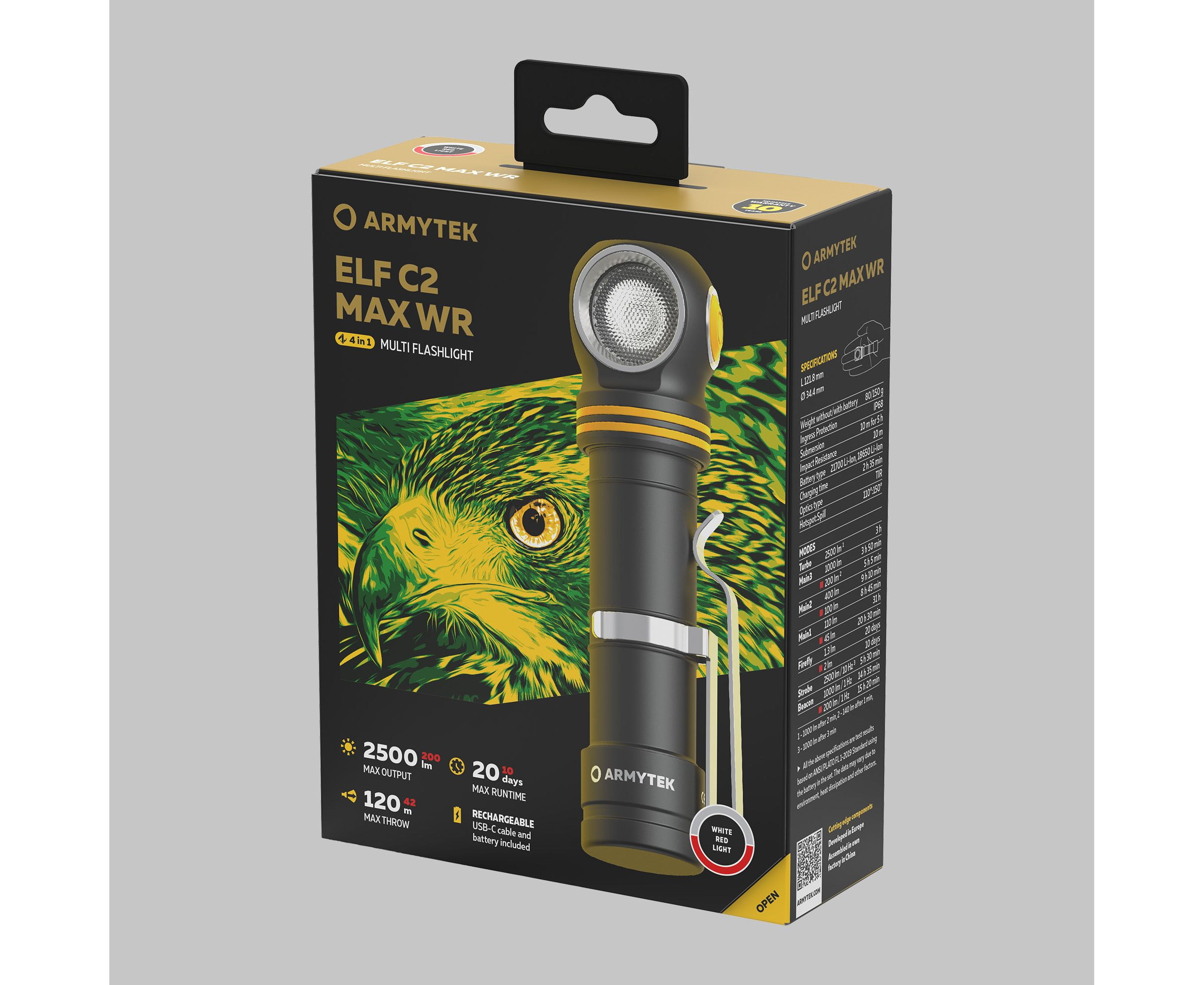 Фонарь Armytek Elf C2 Max WR USB-C Белый