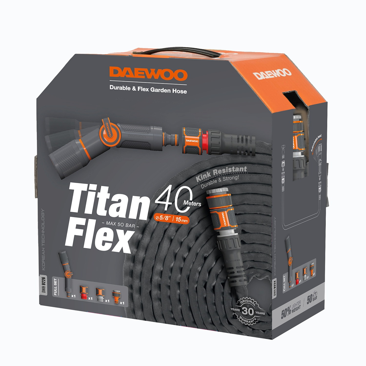 Шланг для полива TitanFlex 40 метров с набором для полива DAEWOO DWH 9226